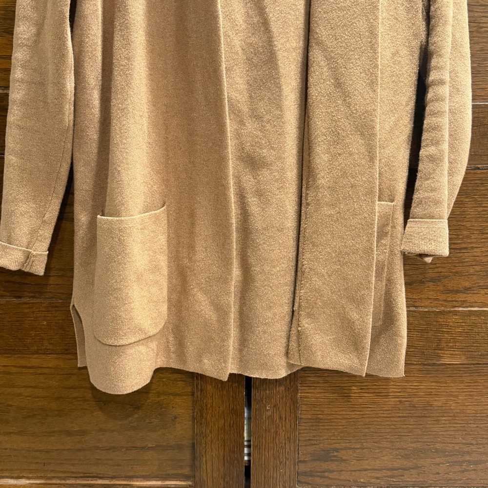 J. Crew XS Chelsea sweater blazer Tan camel Open-Front Cardigan 100% cotton knit - Picture 6 of 14